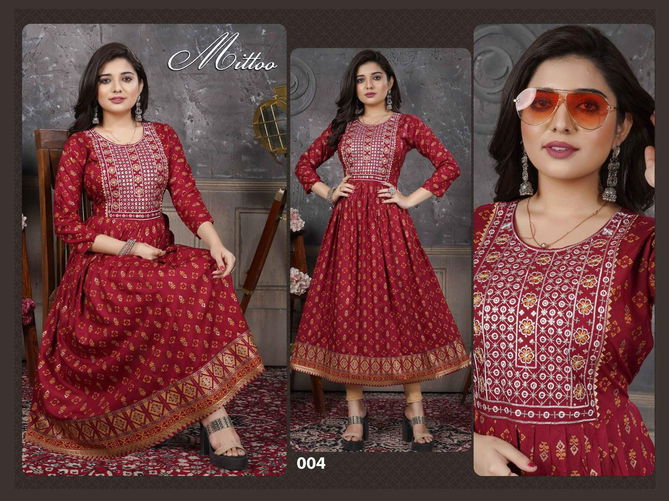 Beauty Queen Mittoo Long Anarkali Wholesale Kurti Collection